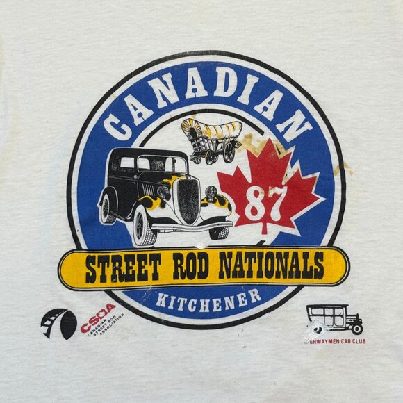 Rare Vintage 1987 Canadian Street Rod Nationals Kitchener Ringer T-Shirt Medium - Picture 3 of 11